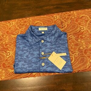 Peter Millar Men's Medium Fish Camo Performance Jersey Golf Polo MSRP $110